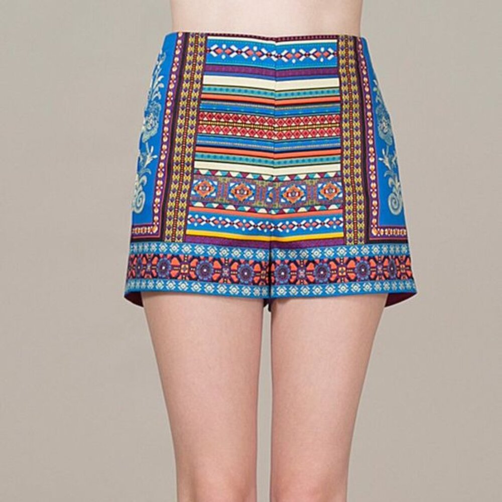 FLYING TOMATO Anthropologie Women Shorts Multicolor Boho High-Waisted Sz SMALL
